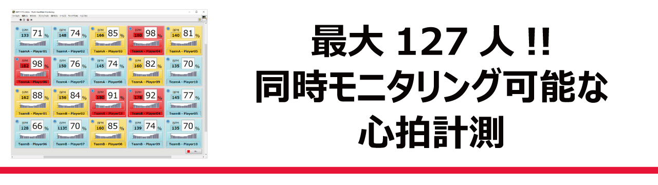 最大127人同時モニタリング可能な心拍計測